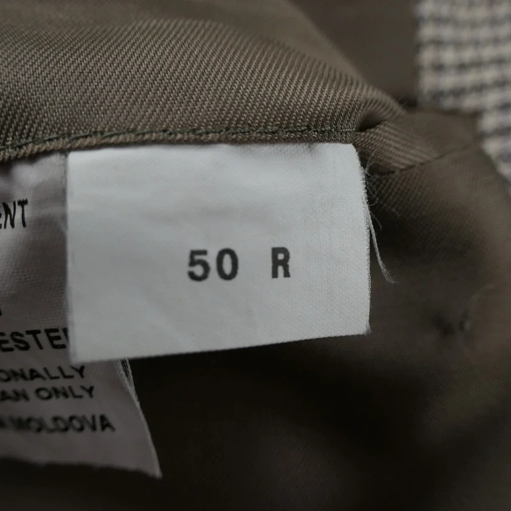 Croft Barrow Blazer Mens 50R Tan Houndstooth Silk Wide Lapel Vintage 90s